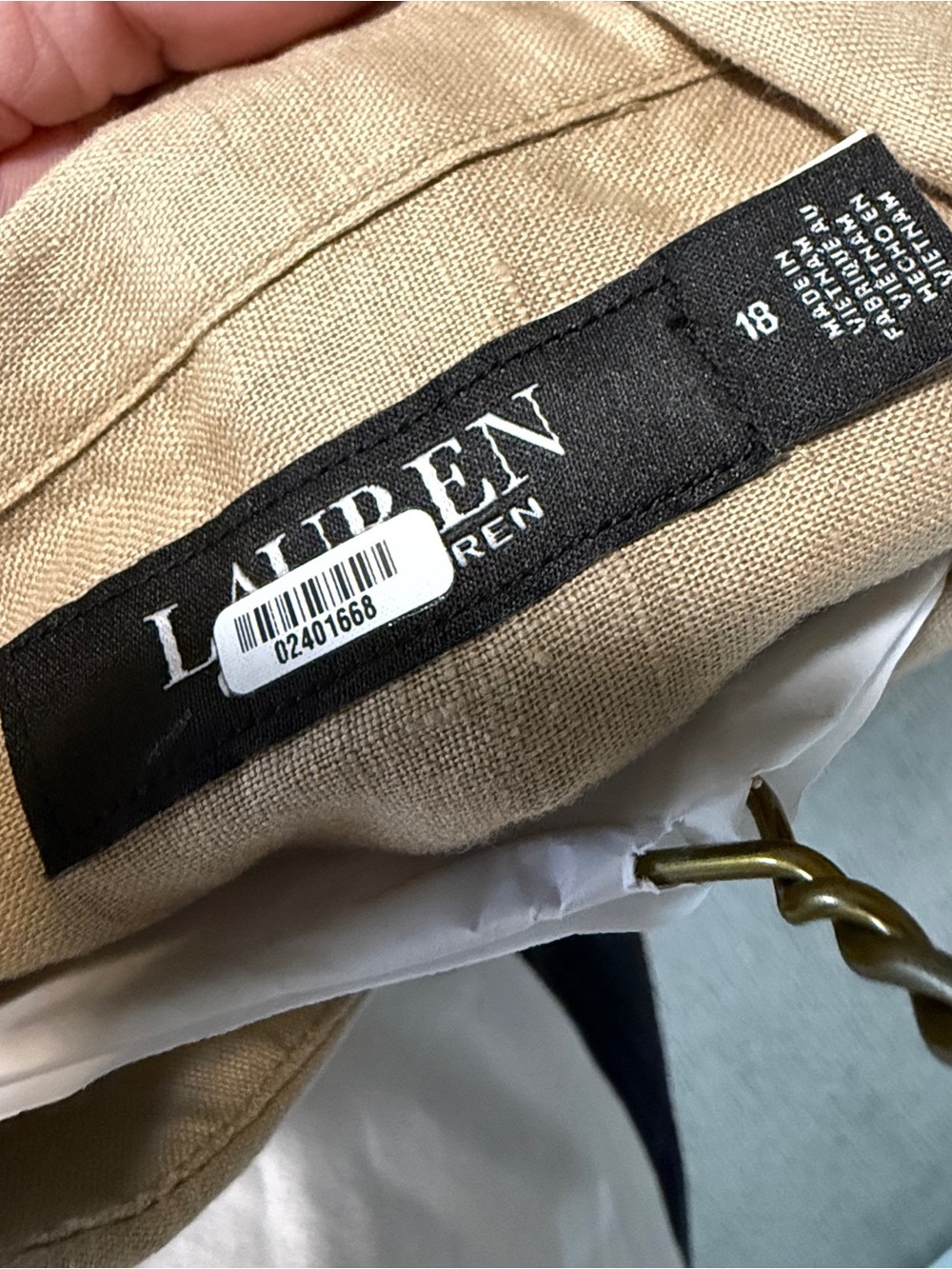 Lauren Ralph Lauren Tan Tie-Front Midi Shirt Dress - Picture 3 of 3